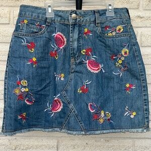 Embroidered Denim Skirt
